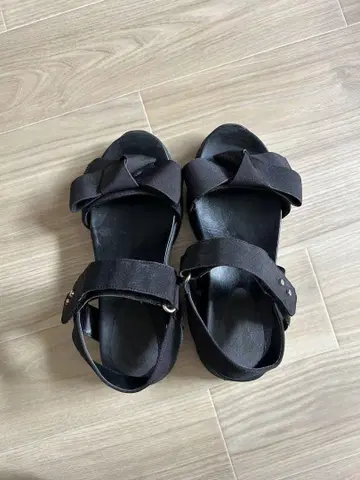 란다 블랙 샌들 리본 L 사이즈