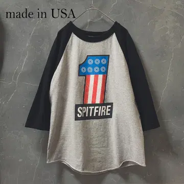 USA제 SPITFIRE 래글런 7부 소매 프린트 티셔츠