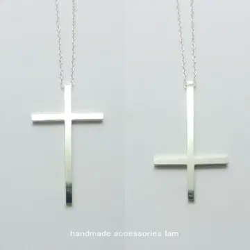 실버 925 2WAY 크로스 탑 목걸이 팥 체인 50cm