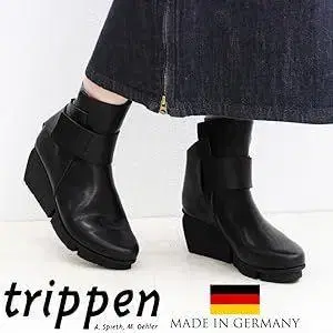 trippen 트리픈 ACE 벨크로 숏부츠 블랙 36 천연 가죽 웨지솔
