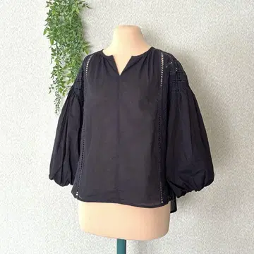 모토마치 zelal 7AR 다크 네이비 포완 소매 블라우스 면 100