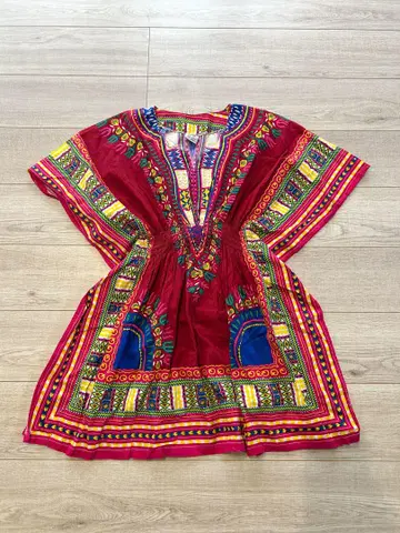 태국제 다시키 Dashiki 아프리카 에스닉 튜닉 핑크 계열