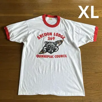80s USA제 스크린 스타즈 링거 티셔츠 XL 화이트 레드 아라이구마