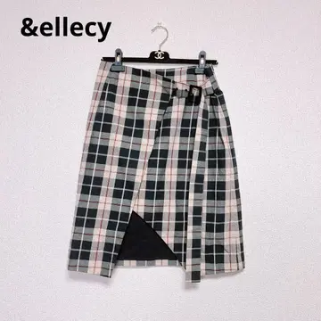 &ellecy 앤델시 체크 랩 스커트 비대칭