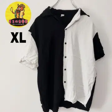 usa 구제 의류 반팔 버튼 셔츠 XL 블랙 화이트