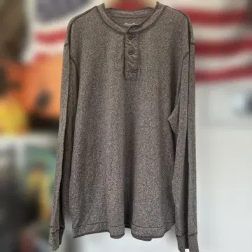 구제 의류 Eddie Bauer 헨리넥 긴팔 셔츠 2XL 그레이