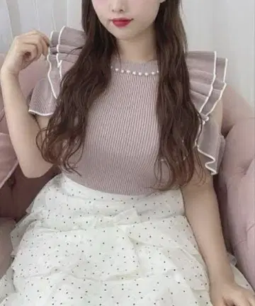 evelyn 펄 프릴 니트 핑크