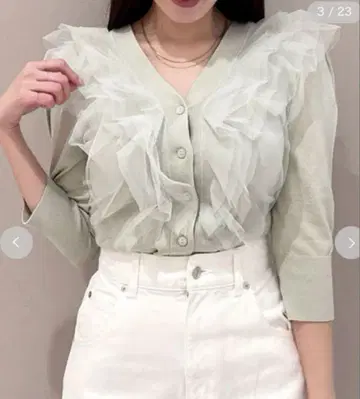 SNIDEL Sustainable 튤 프릴 니트 풀오버