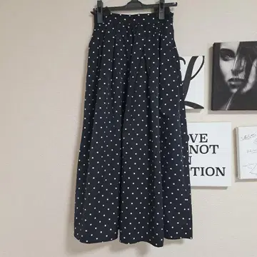플레어 스커트 네이비 물방울 패턴 36