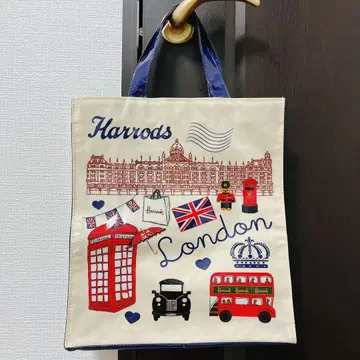 해롯츠 Harrods 런던 택시 토트백 레트로 런던 패턴