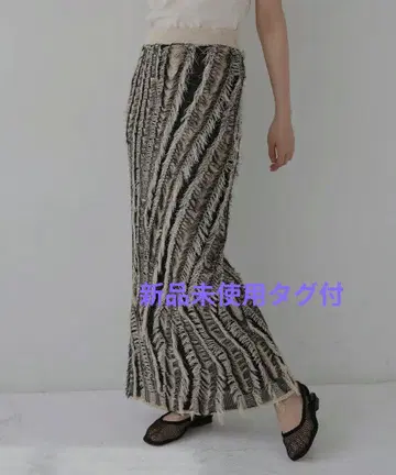 프린지 스트레이트 니트 스커트 믹스