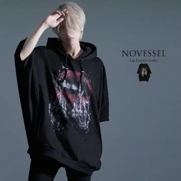 NOVESSEL 잉크젯 립 프린트 반팔 후드티