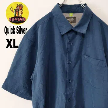 usa 구제 의류 QuickSilver 반팔 버튼 셔츠 XL 블루 서핑