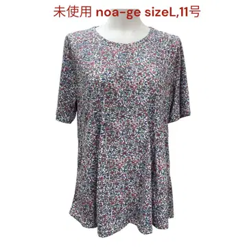 미사용 노아제 티셔츠 반팔 꽃무늬 면 여성용 L, 11호