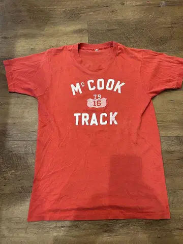 70년대 미국제 McCook Track 프린트 티셔츠 빈티지