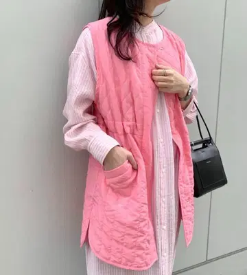 SHENERY 퀼팅 베스트 핑크