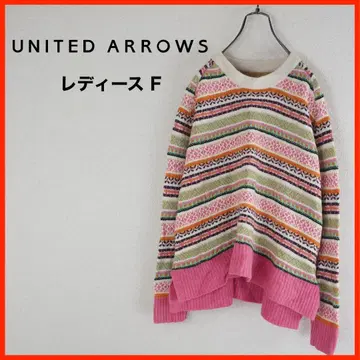 A3346*UNITED ARROWS*노르딕 무늬*긴팔 스웨터*F*핑크