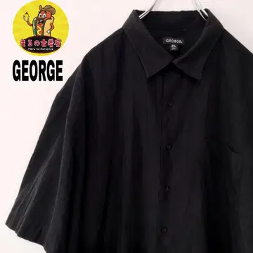 usa 구제 의류 GEORGE 반팔 버튼 셔츠 XL 블랙
