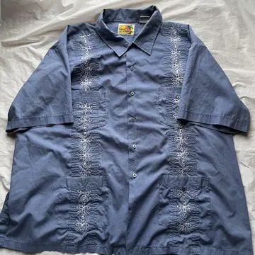 쿠바 셔츠 블루 guayabera 4XL 오버 사이즈 셔츠