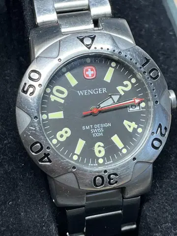 WENGER 블랙 WR100m DAY 베젤 SMT DESIGN 작동
