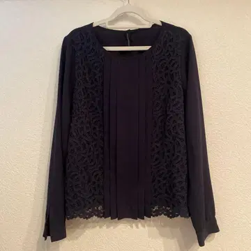 뉴요커 네이비 레이스 플리츠 긴팔 상의