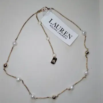 LAUREN RALPH LAUREN 레어 골드 체인 담수 진주 목걸이