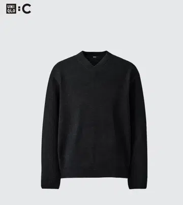 유니클로 C 유니클로 C 릴랙스 V넥 스웨터 L 사이즈 블랙