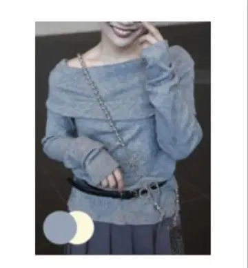 주멜로 jumelle 오프숄더 긴팔 니트 그레이