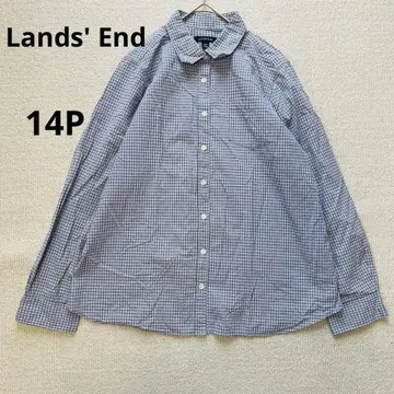 Lands' End 체크 무늬 긴팔 셔츠 14P 스카이블루