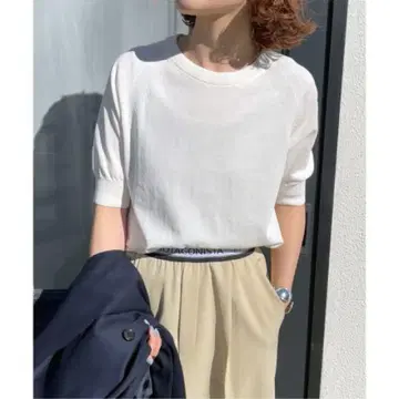 릴랙스 핏 반팔 상의 화이트