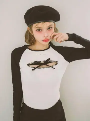darich 오픈 리본 티셔츠
