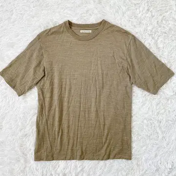 UNITED ARROWS 베이지 5부 소매 티셔츠 남성용 M 사이즈