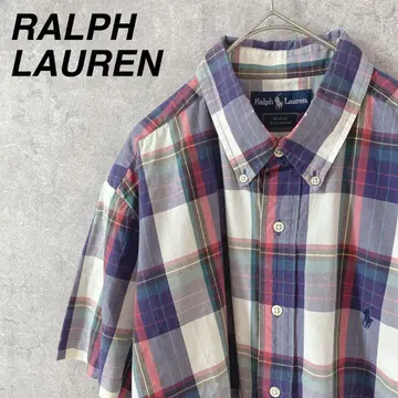 RALPH LAUREN BLAKE 체크 셔츠 반팔 코튼 S/M 남성용