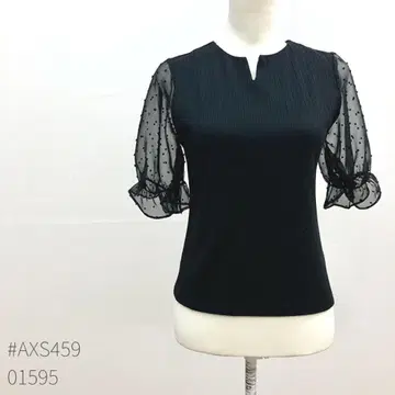 ROPEPICNIC 오분 소매 시어 슬리브 블라우스 키 넥 도트 38