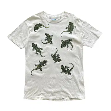 80s 빈티지 도마뱀 프린트 티셔츠 올 패턴 USA제 Vintage