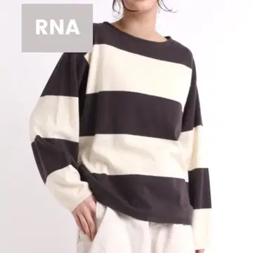 RNA 코튼 린넨 빅 보더 니트 풀오버 M 사이즈 면 린넨