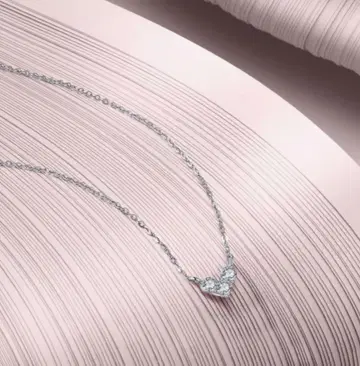 엘레강트한 하트 모양 실버 다이아 목걸이, 0.03ct