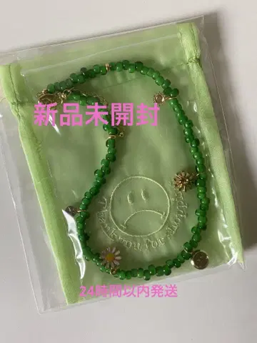 WCJ 그린 비즈 목걸이 꽃 참 포함