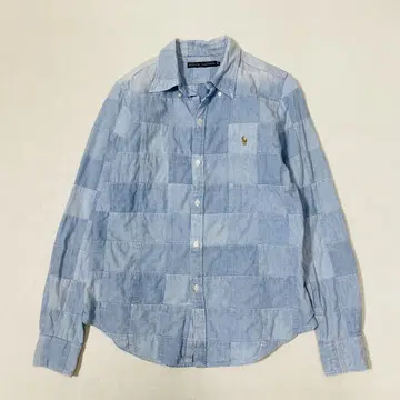 RALPH LAUREN 패치워크 버튼 다운 데님 셔츠 컬러 포니