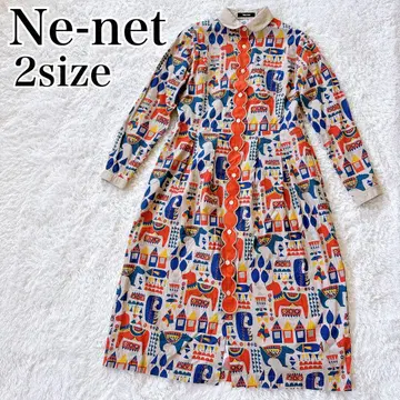 Ne-net 네넷 모쿠바노 셔츠 원피스 스캘럽 둥근 카라 롱 원피스