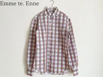 Emme te. Enne 긴팔 셔츠 체크 코튼 이탈리아제 XS