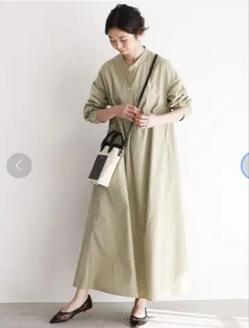 SLOBE IENA 카키 롱 셔츠 원피스