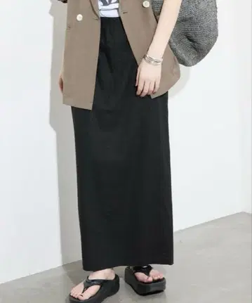 SLOBE IENA 린넨 레이온 아이 라인 스커트
