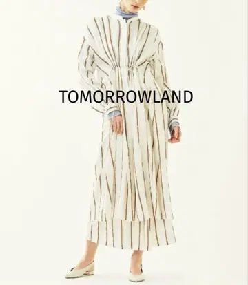 TOMORROWLAND 실크 혼방 드로스트 스트라이프 원피스