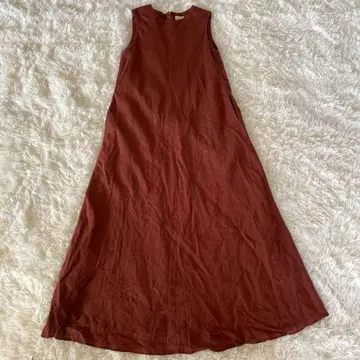고급 이탈리아 린넨 일본제 Fleur de lis 슬리브리스 원피스