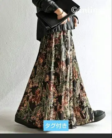 안티카 보타니컬 무늬 플리츠 스커트