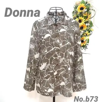 Donna 시스루 셔츠 긴팔 꽃무늬 체크 얇은 소재 시니어 여성복 넉넉한