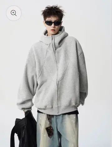 G.E.E.K HIGH NECK JIPPED HOODIE 그레이