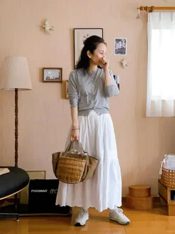Spick&Span 자수 레이스 스커트 38 화이트