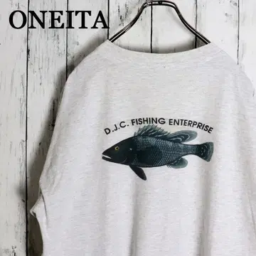 90s USA제 ONEITA 오니타 피쉬 프린트 영국 기업 로고 티셔츠